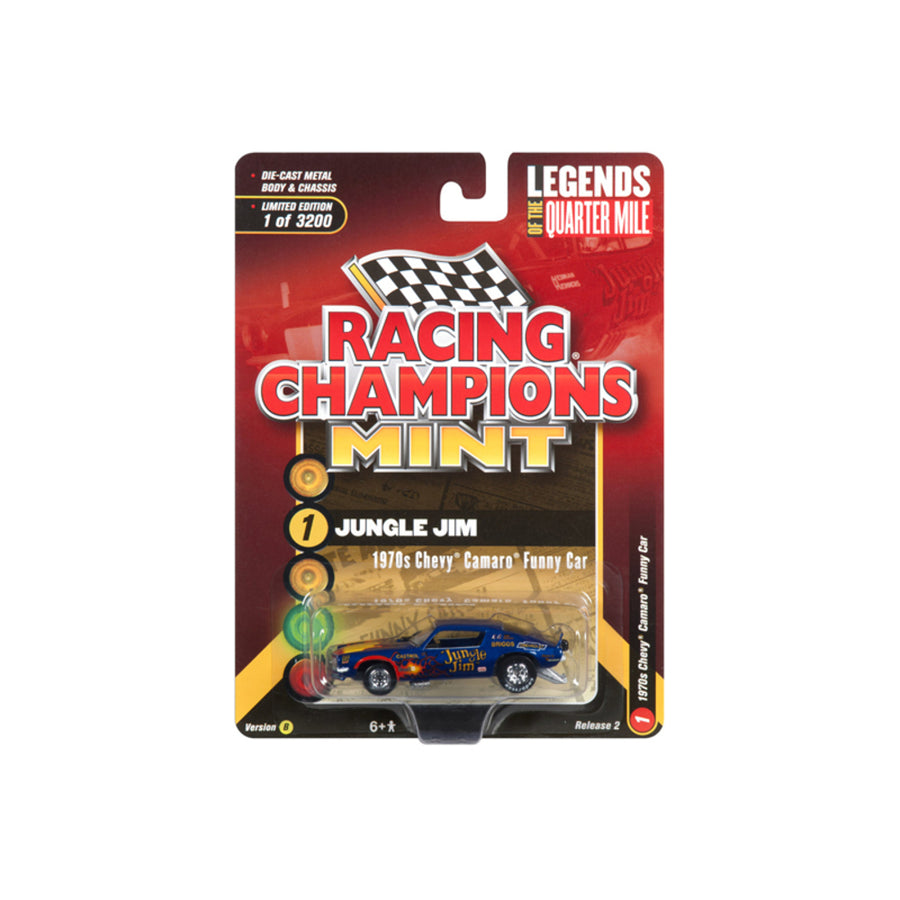 1970 Chevrolet Camaro Funny Car Jungle Jim Blue With Flames Limited Edition To 3,200 Pieces Worldwide 1/64 Diecast Model Car By Racing Champions Rc008-rcsp006