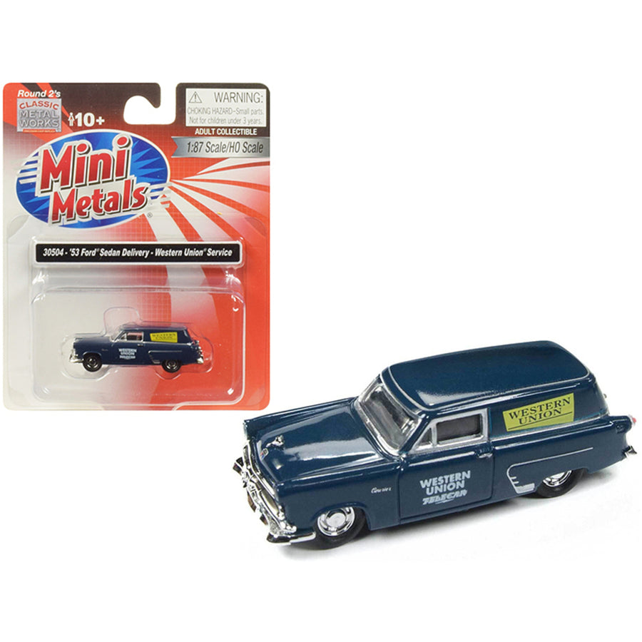 1953 Ford Sedan Delivery Western Union Service Dark Blue 1/87 (ho) Scale Model Car By Classic Metal Works 30504