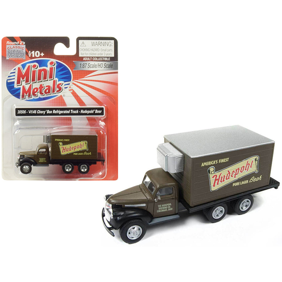 1941-1946 Chevrolet Box (reefer) Refrigerated Truck Hudepohl Beer Brown 1/87 (ho) Scale Model By Classic Metal Works 30506