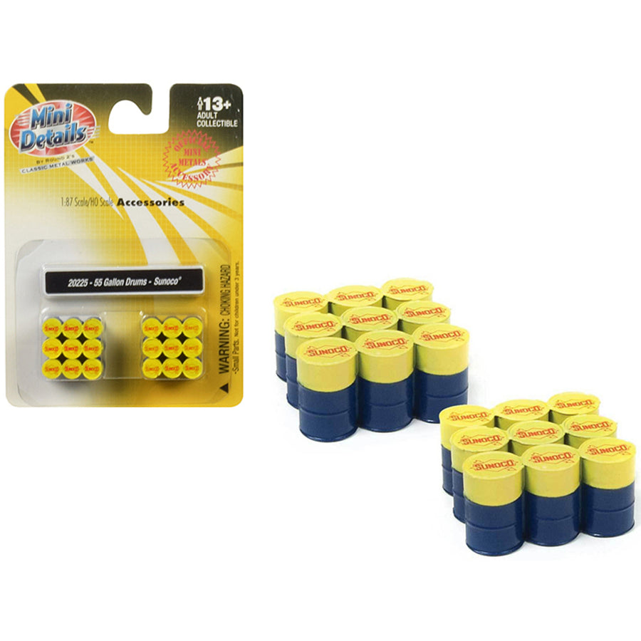 55 Gallon Drums Sunoco 2 Piece Accessory Set 1/87 (ho) Scale By Classic Metal Works 20225