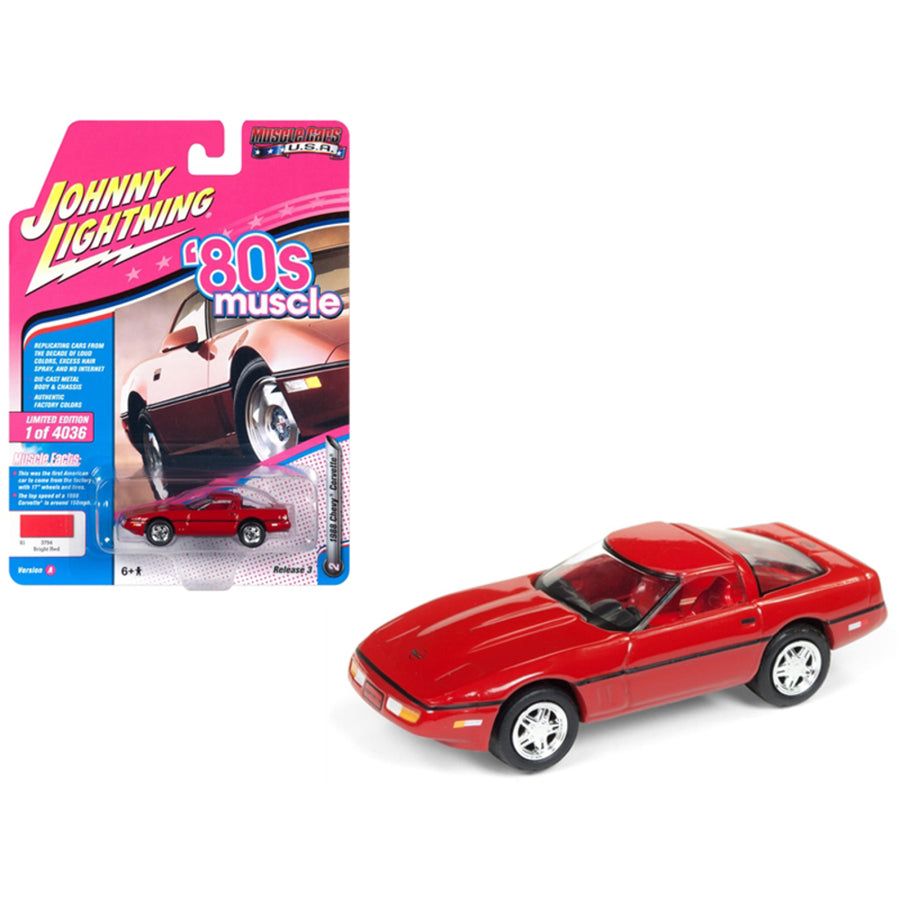 1988 Chevrolet Corvette Bright Red 80s Muscle Limited Edition To 4,036 Pieces Worldwide 1/64 Diecast Model Car By Johnny Lightning Jlmc014-jlsp026a