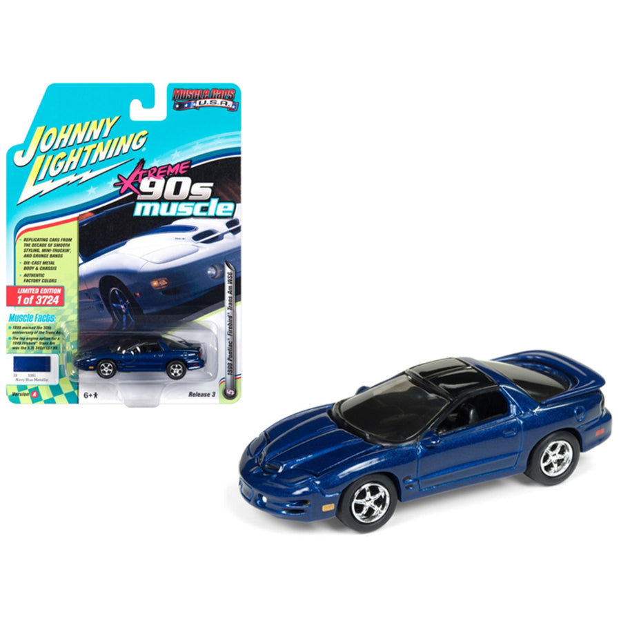 1999 Pontiac Firebird Trans Am Ws6 Dark Blue Metallic 90s Muscle Limited Edition To 3,724 Pieces Worldwide 1/64 Diecast Model Car By Johnny Lightning Jlmc014-jlsp028a