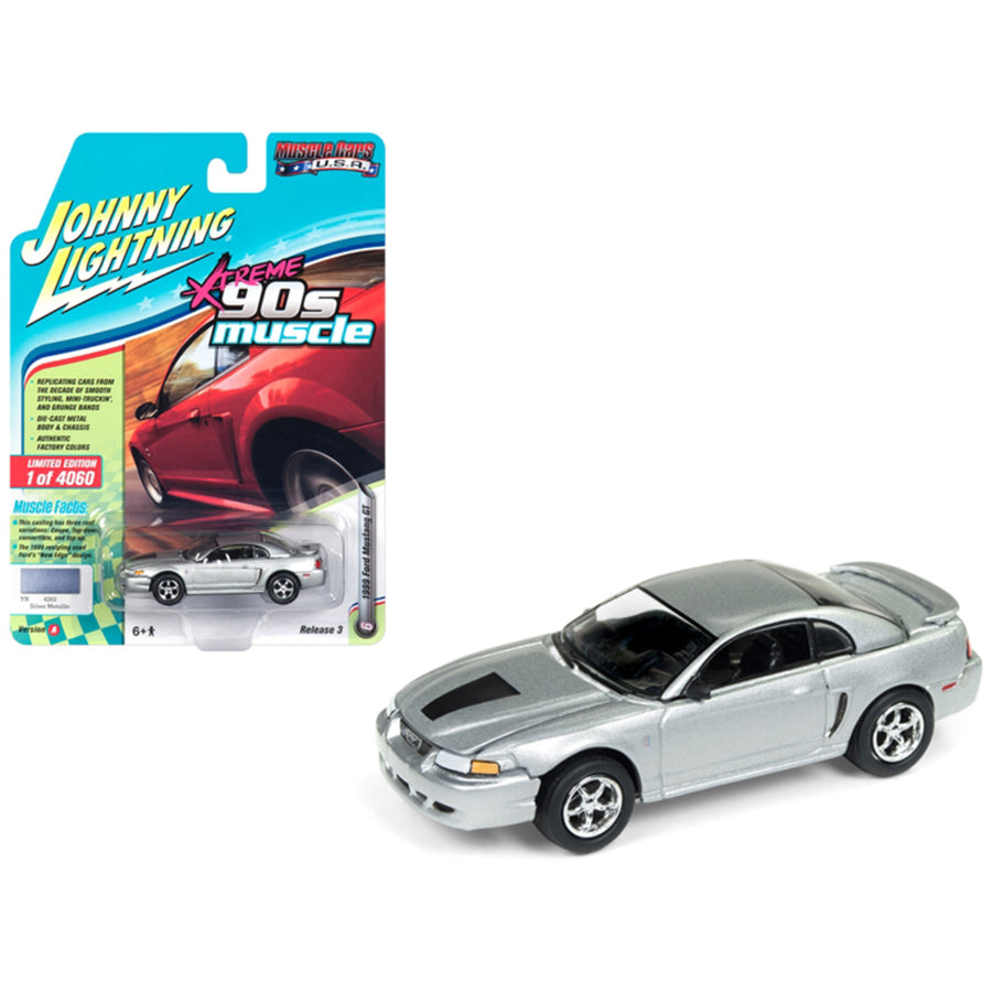 1999 Ford Mustang Gt Silver 90s Muscle Limited Edition To 4,060 Pieces Worldwide 1/64 Diecast Model Car By Johnny Lightning Jlmc014-jlsp029a
