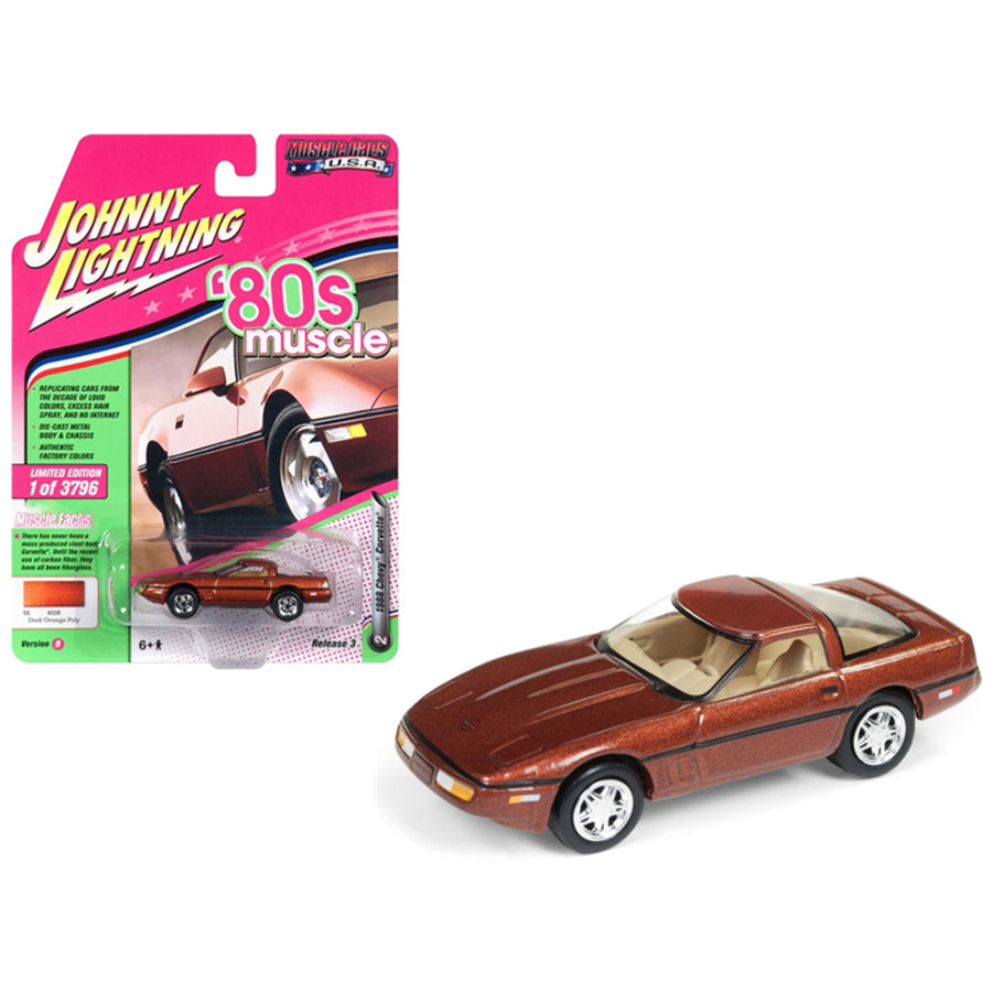 1988 Chevrolet Corvette Dark Bronze Metallic 80s Muscle Limited Edition To 3,796 Pieces Worldwide 1/64 Diecast Model Car By Johnny Lightning Jlmc014-jlsp026b