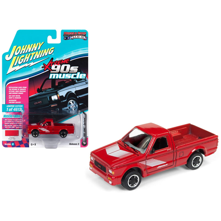 1991 Gmc Syclone Pickup Truck Gloss Red 90s Muscle Limited Edition To 4,612 Pieces Worldwide 1/64 Diecast Model Car By Johnny Lightning Jlmc014-jlsp027b