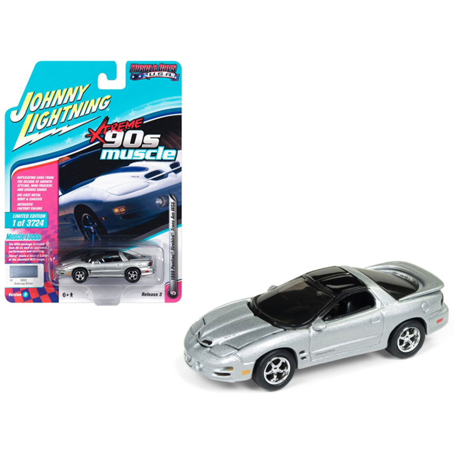 1999 Pontiac Firebird Trans Am Ws6 Sebring Silver 90s Muscle Limited Edition To 3,724 Pieces Worldwide 1/64 Diecast Model Car By Johnny Lightning Jlmc014-jlsp028b