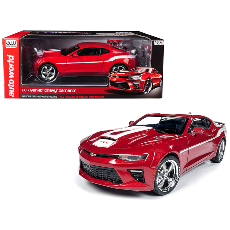 2017 Chevrolet Camaro Yenko Coupe Red With White Stripes Limited Edition To 1002 Pieces Worldwide 1/18 Diecast Model Car By Autoworld Aw246