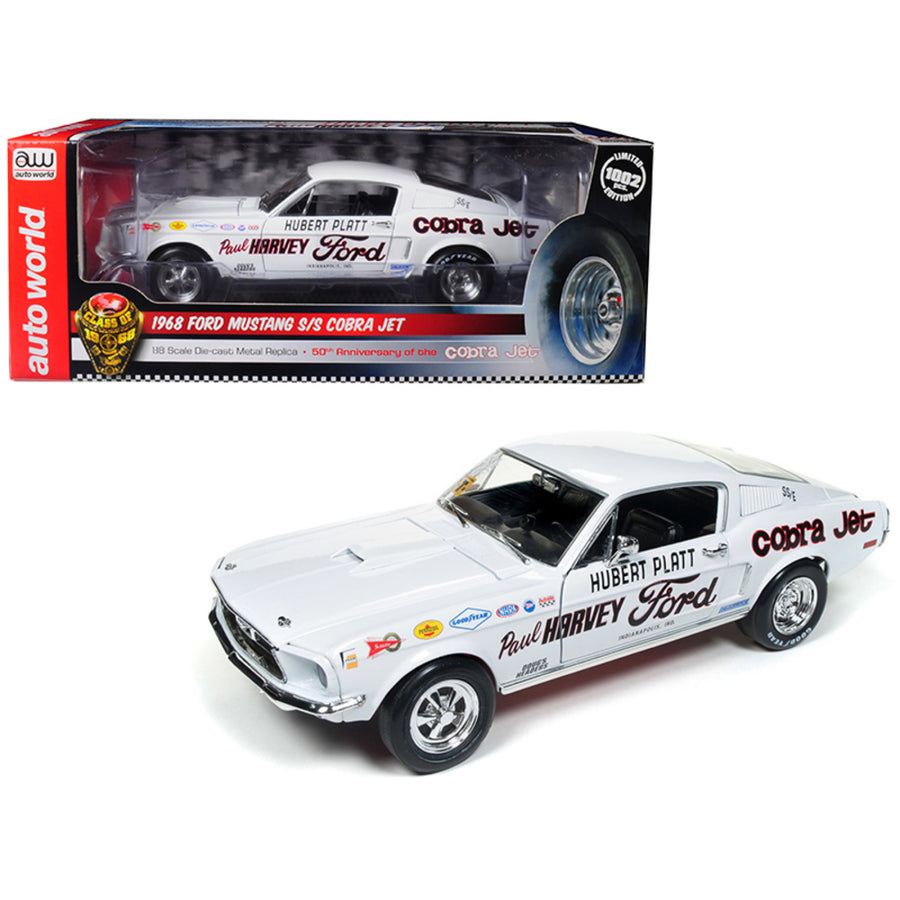 1968 Ford Mustang S/s Cobra Jet Hubert Platt Class Of 68 50th Anniversary Of The Ford Cobra Jet Limited Edition To 1002 Pieces Worldwide 1/18 Diecast Model Car By Autoworld Aw247