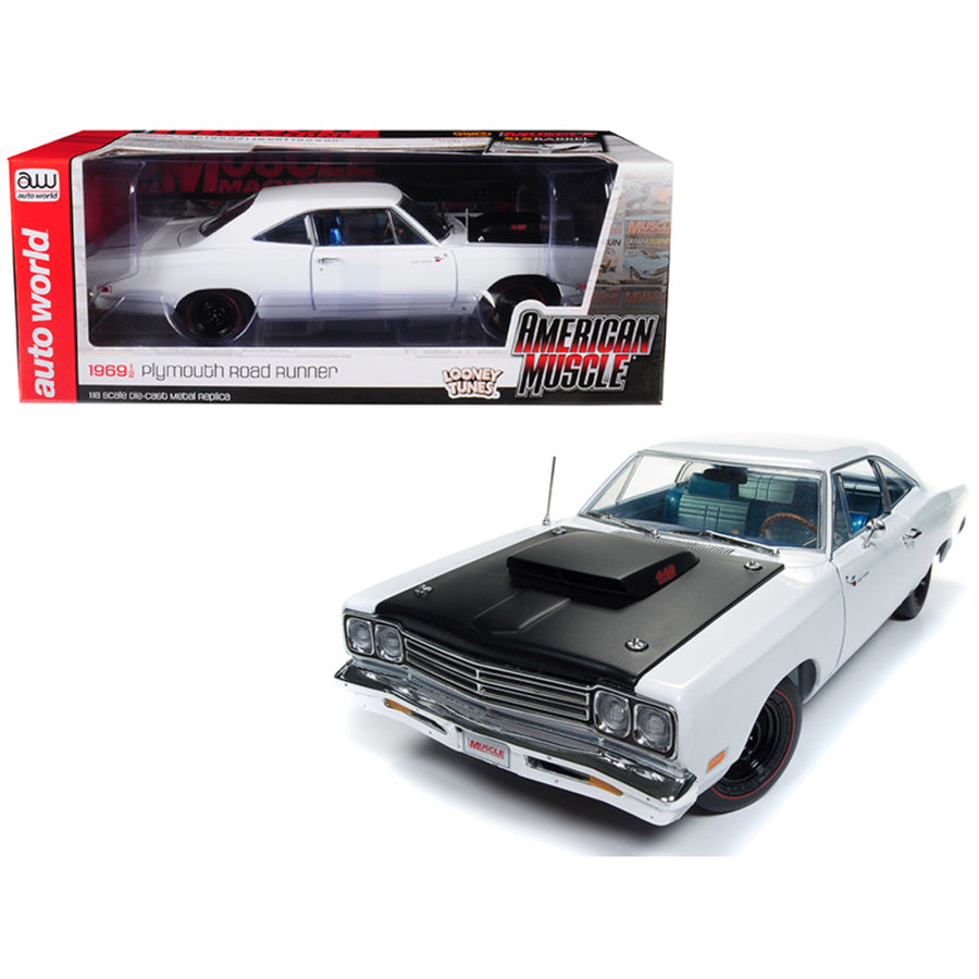 1969/5 Plymouth Road Runner White Looney Tunes Hemmings Muscle Machines Limited Edition To 1002 Pieces Worldwide 1/18 Diecast Model Car By Autoworld Amm1147