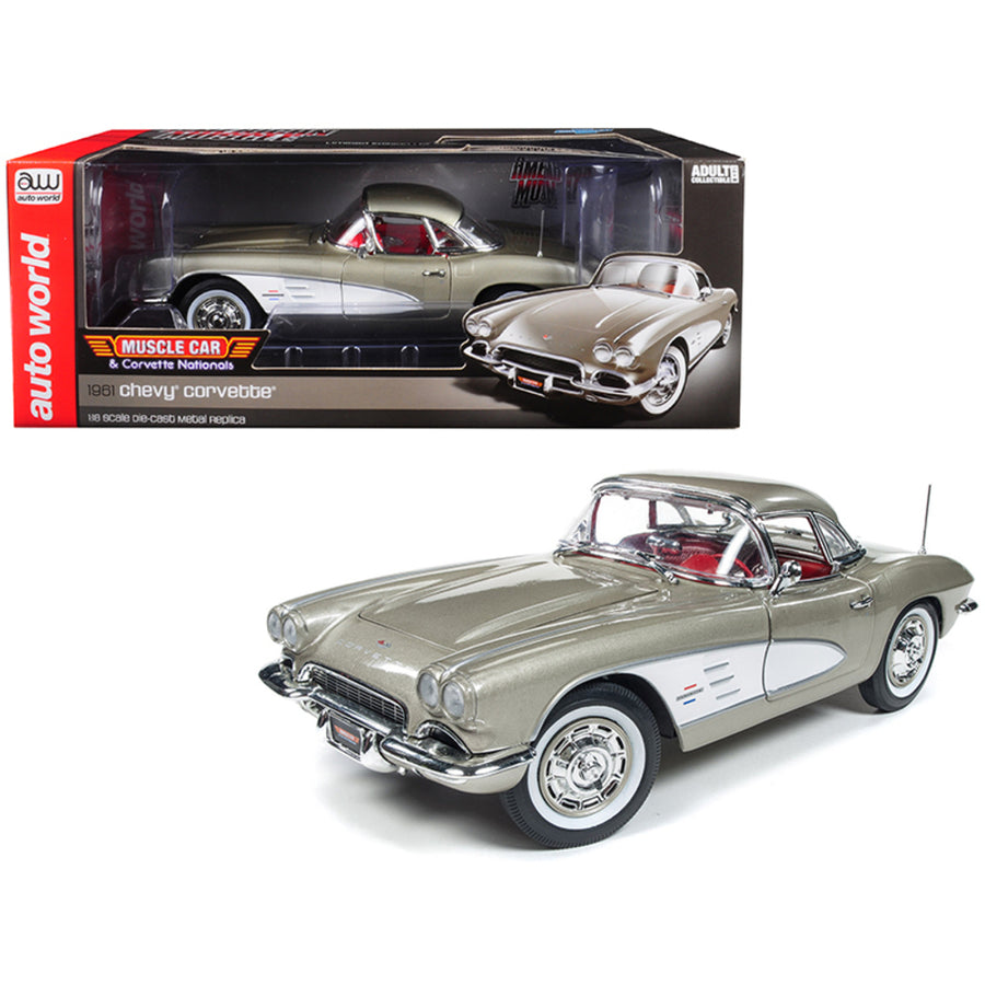 1961 Chevrolet Corvette Hard Top Fawn Beige Muscle Car & Corvette Nationals (mcacn) Limited Edition To 1002 Pieces Worldwide 1/18 Diecast Model Car By Autoworld Amm1151
