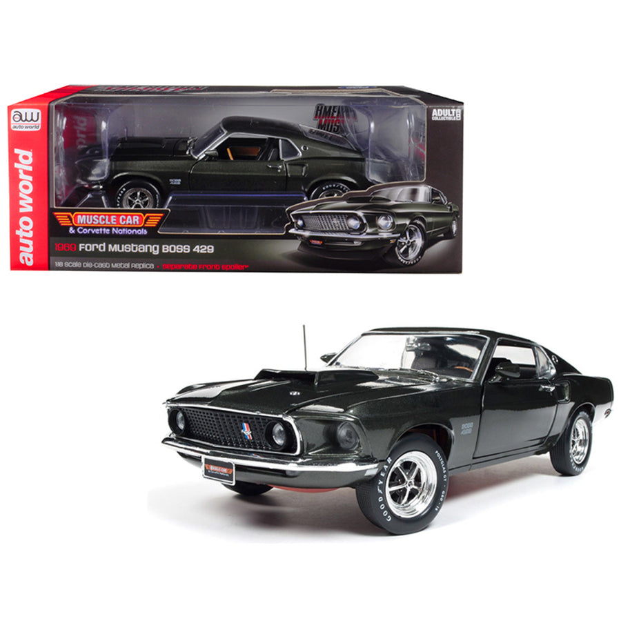 1969 Ford Mustang Boss 429 Black Jade Muscle Car & Corvette Nationals (mcacn) Limited Edition To 1002 Pieces Worldwide 1/18 Diecast Model Car By Autoworld Amm1152