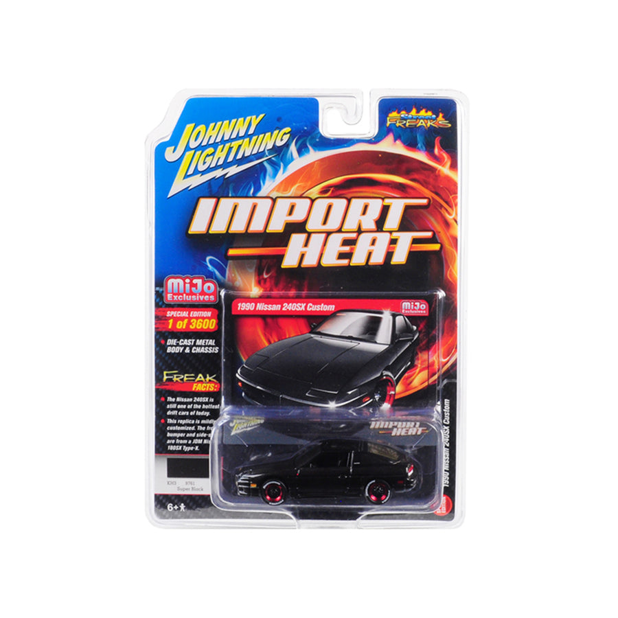 1990 Nissan 240sx Custom Black With Chrome Red Wheels Street Freaks Series Limited Edition To 3,600 Pieces Worldwide 1/64 Diecast Model Car By Johnny Lightning Jlcp7130