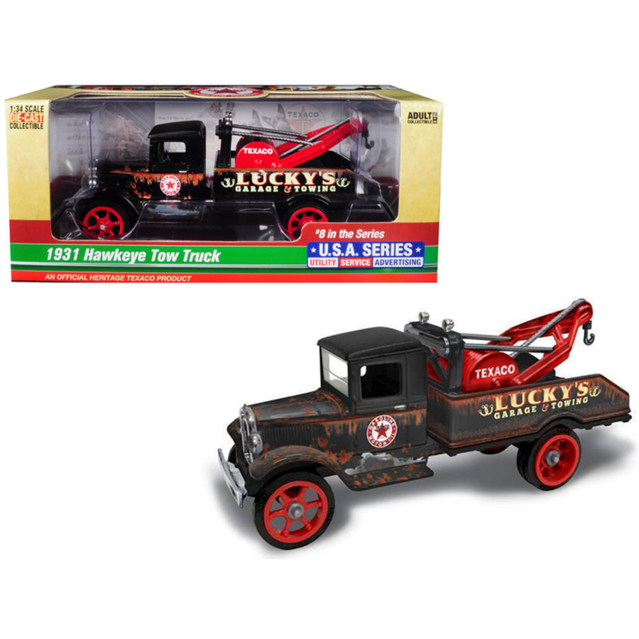 1931 Hawkeye Texaco Tow Truck Luckys Garage & Towing Unrestored 8th In The Series U.s.a. Series Utility, Service, Advertising 1/34 Diecast Model By Autoworld Cp7515