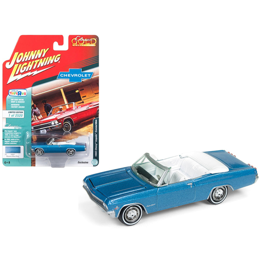 1965 Chevrolet Impala Convertible Blue Metallic Classic Gold Limited Edition To 2,520 Pieces Worldwide 1/64 Diecast Model Car By Johnny Lightning Jlsp039