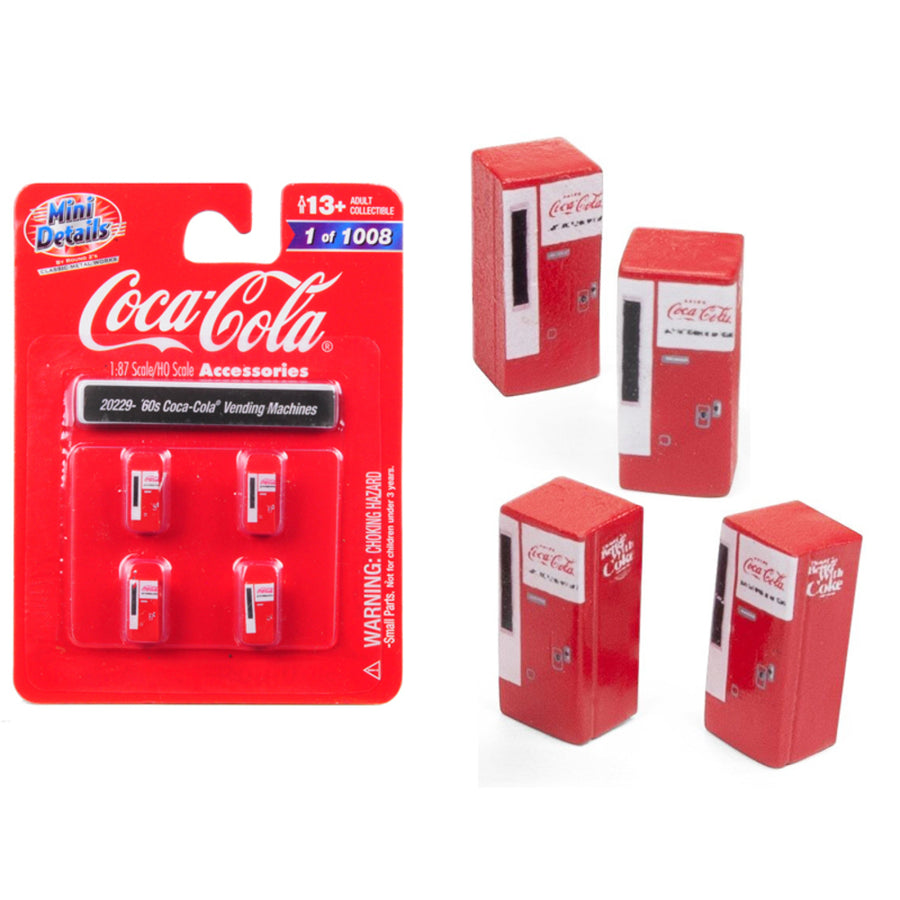 1960s Coca-cola Vending Machines 4 Piece Accessory Set For 1/87 (ho) Scale Models By Classic Metal Works 20229