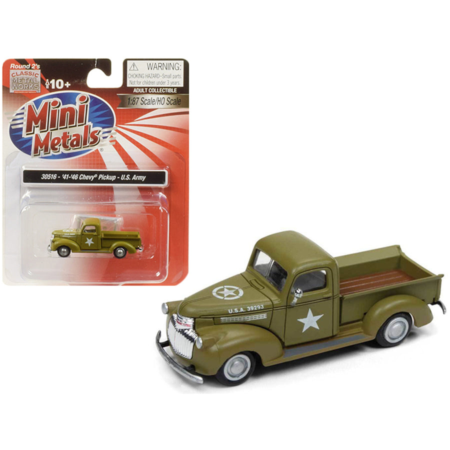 1941-1946 Chevrolet Pickup Truck U.s. Army 1/87 (ho) Scale Model Car By Classic Metal Works 30516
