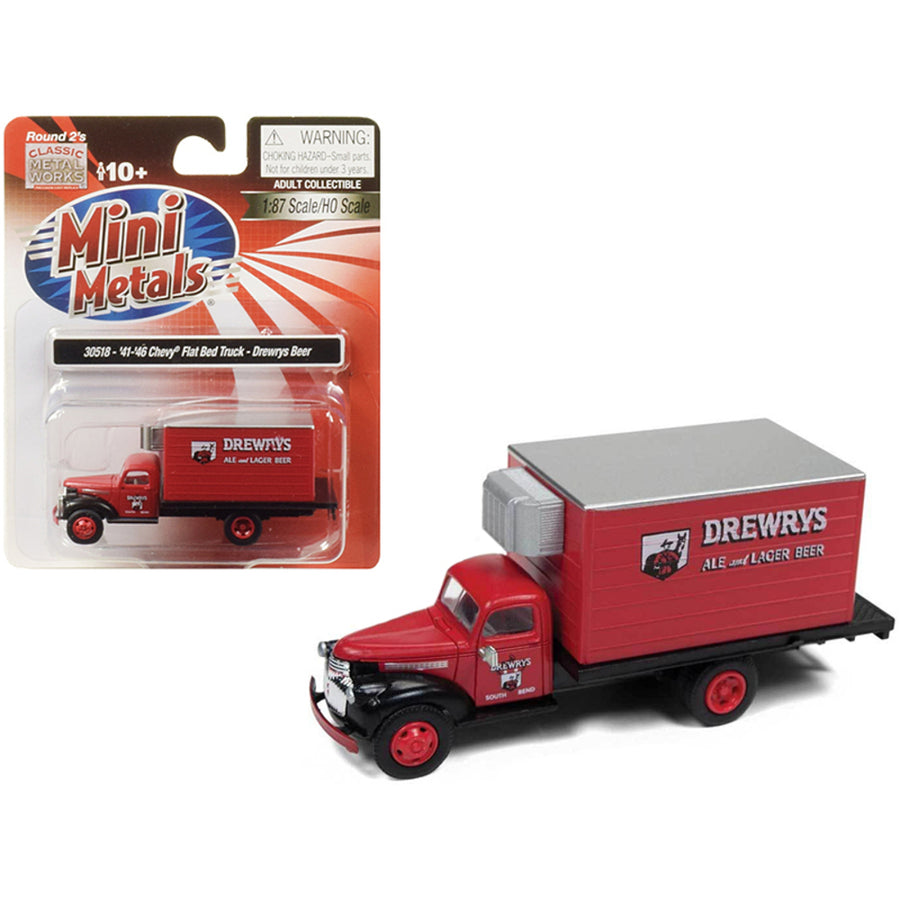 1941-1946 Chevrolet Box (reefer) Refrigerated Truck Drewrys Ale And Lager Beer Red 1/87 (ho) Scale Model By Classic Metal Works Cmw30518