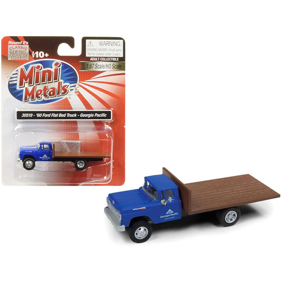 1960 Ford Flatbed Truck Georgia Pacific Blue 1/87 (ho) Scale Model By Classic Metal Works Cmw30519