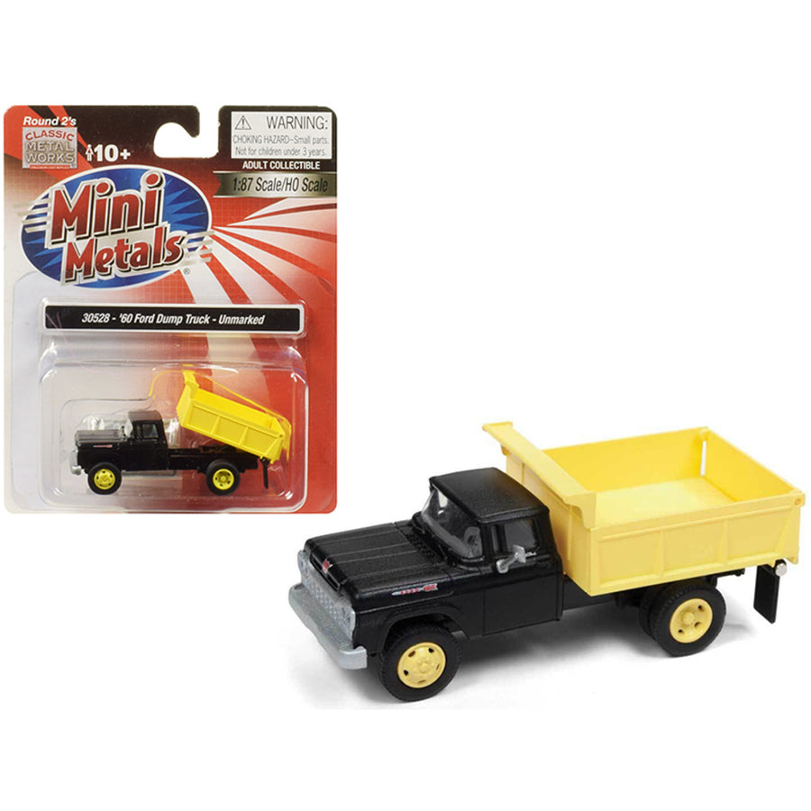 1960 Ford Dump Truck Black And Yellow 1/87 (ho) Scale Model By Classic Metal Works 30528