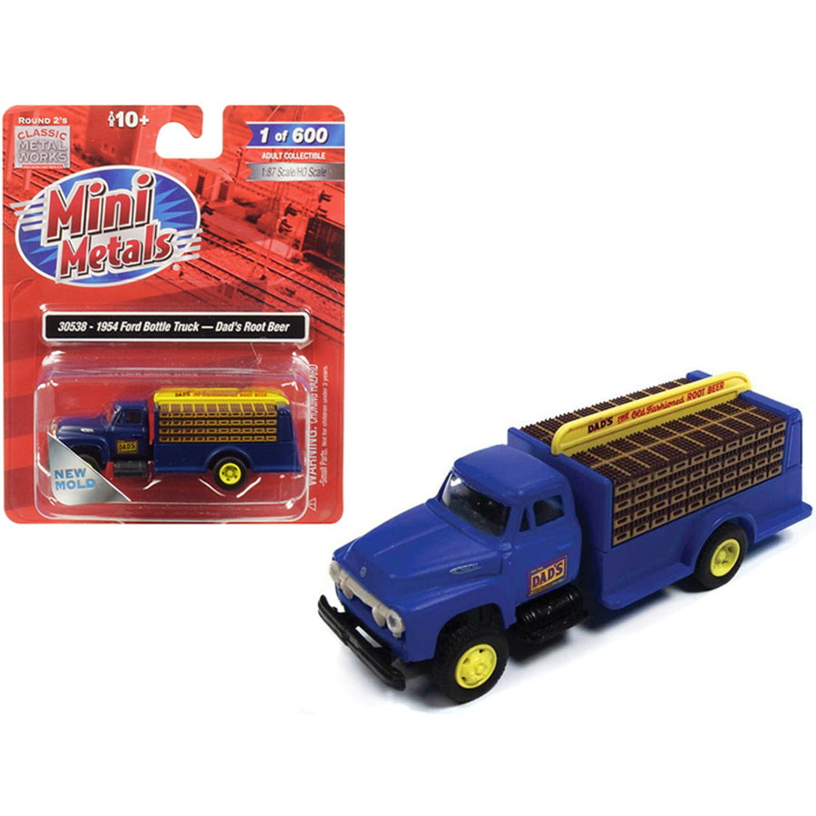 1954 Ford Bottle Truck Dads Root Beer Blue 1/87 (ho) Scale Model By Classic Metal Works 30538