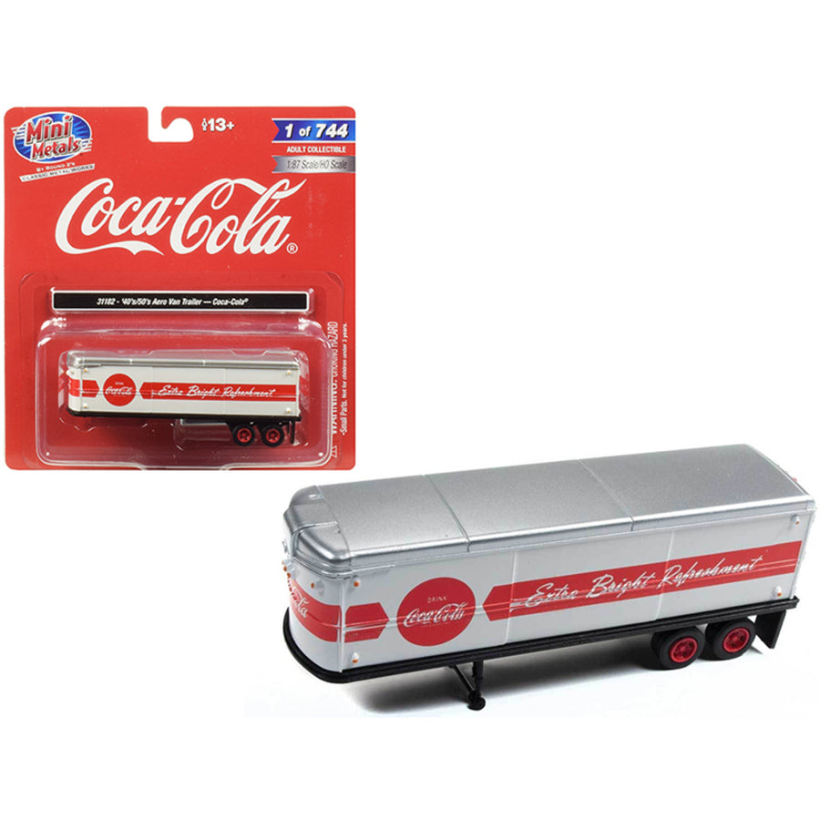 1940s-1950s Aerovan Trailer Coca Cola White With Red Stripe 1/87 (ho) Scale Model By Classic Metal Works 31182