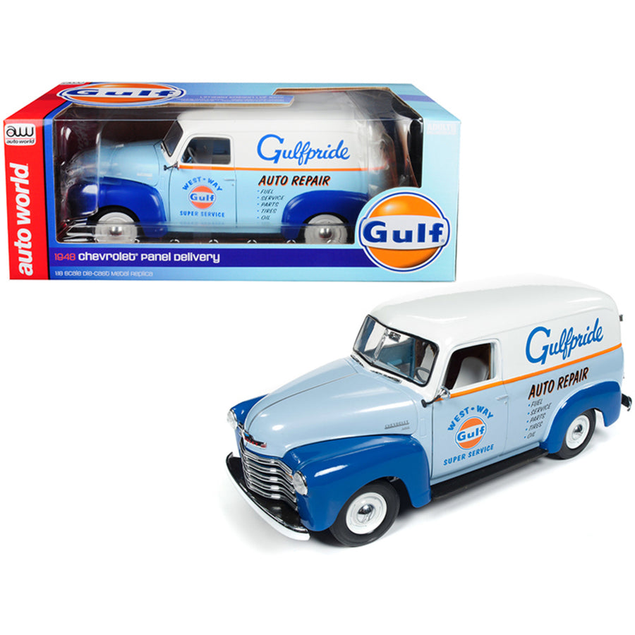 1948 Chevrolet Panel Delivery Truck Gulf Oil Limited Edition To 1,002 Pieces Worldwide 1/18 Diecast Model Car By Autoworld Aw250
