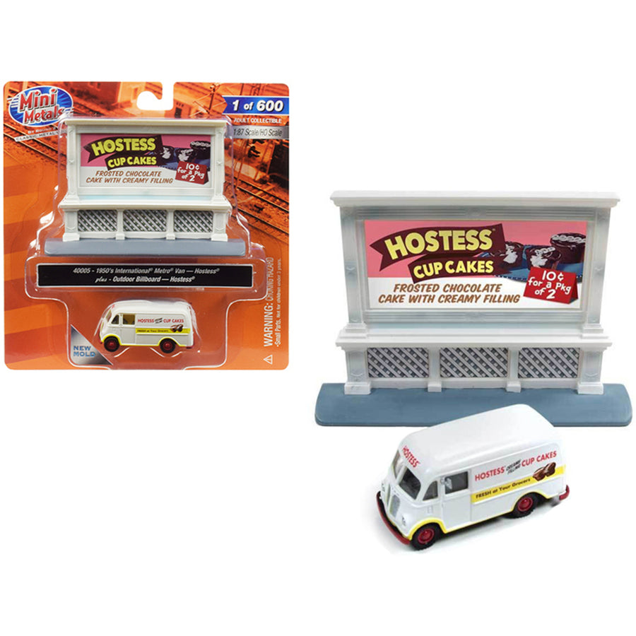 1950 International Metro Van White With Outdoor Billboard Hostess 1/87 (ho) Scale Model By Classic Metal Works 40005