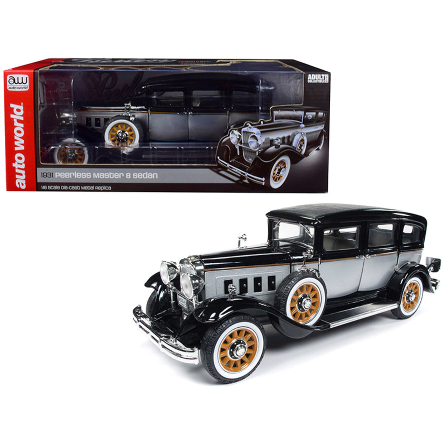 1931 Peerless Master 8 Sedan Black And Silver Limited Edition To 1,500 Pieces Worldwide 1/18 Diecast Model Car By Autoworld Aw252