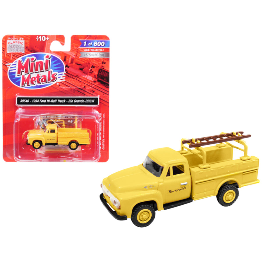 1954 Ford Hi-rail Truck Rio Grande Drgw Yellow With Accessories 1/87 (ho) Scale Model By Classic Metal Works Cmw30540