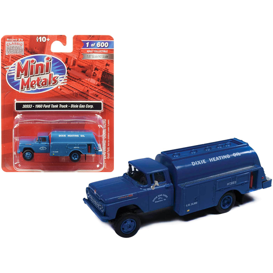 1960 Ford Tank Truck Dixie Gas Corp. Blue 1/87 (ho) Scale Model By Classic Metal Works 30553