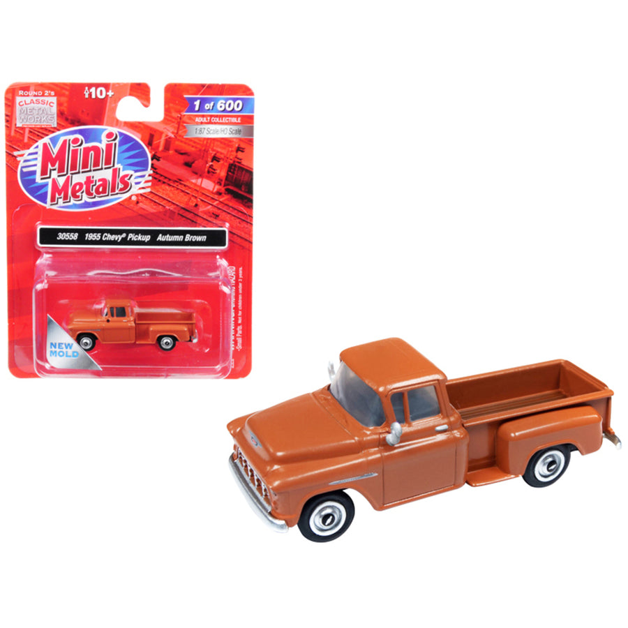 1955 Chevrolet Pickup Truck Autumn Brown 1/87 (ho) Scale Model Car By Classic Metal Works 30558