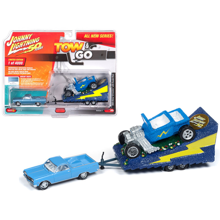 1965 Chevrolet El Camino Mist Blue Metallic With Parade Float Limited Edition To 4,000 Pieces Worldwide Tow & Go Series 1 1/64 Diecast Model Car By Johnny Lightning Jltg001a-1965chevy-blue