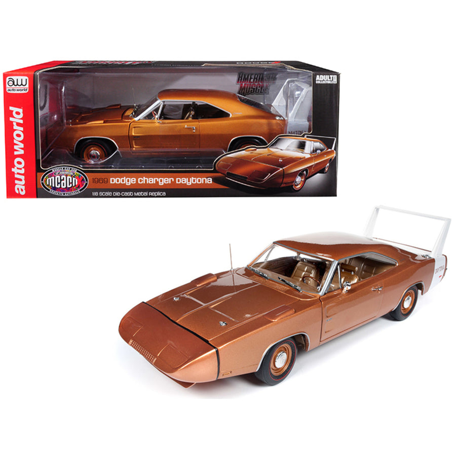 1969 Dodge Charger Daytona Metallic Bronze Mcacn 10th Anniversary Limited Edition To 1,002 Pieces Worldwide 1/18 Diecast Model Car By Autoworld Amm1168
