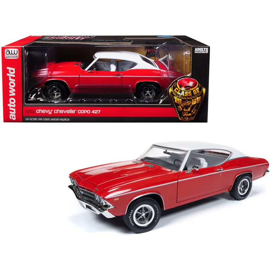 1969 Chevrolet Chevelle Copo Hardtop Garnet Red With Matt White Top Class Of 1969 Limited Edition To 1,002 Pieces Worldwide 1/18 Diecast Model Car By Autoworld Amm1169