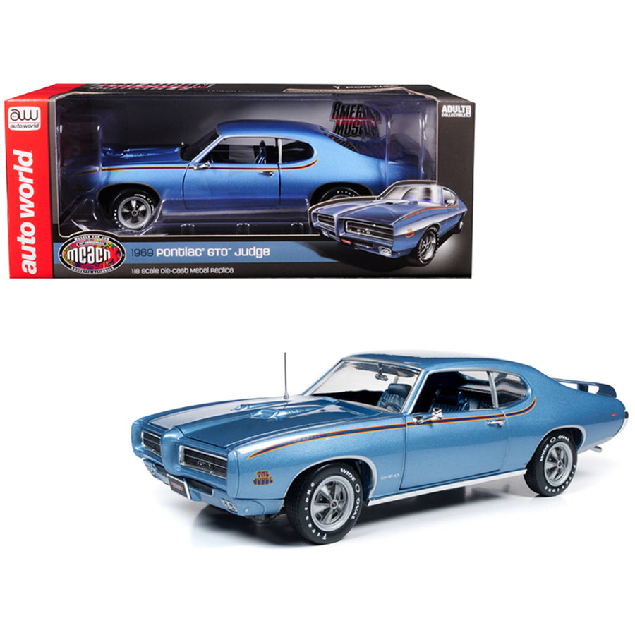 1969 Pontiac Gto Judge Warwick Blue Mcacn 10th Anniversary Limited Edition To 1,002 Pieces Worldwide 1/18 Diecast Model Car By Autoworld Amm1171