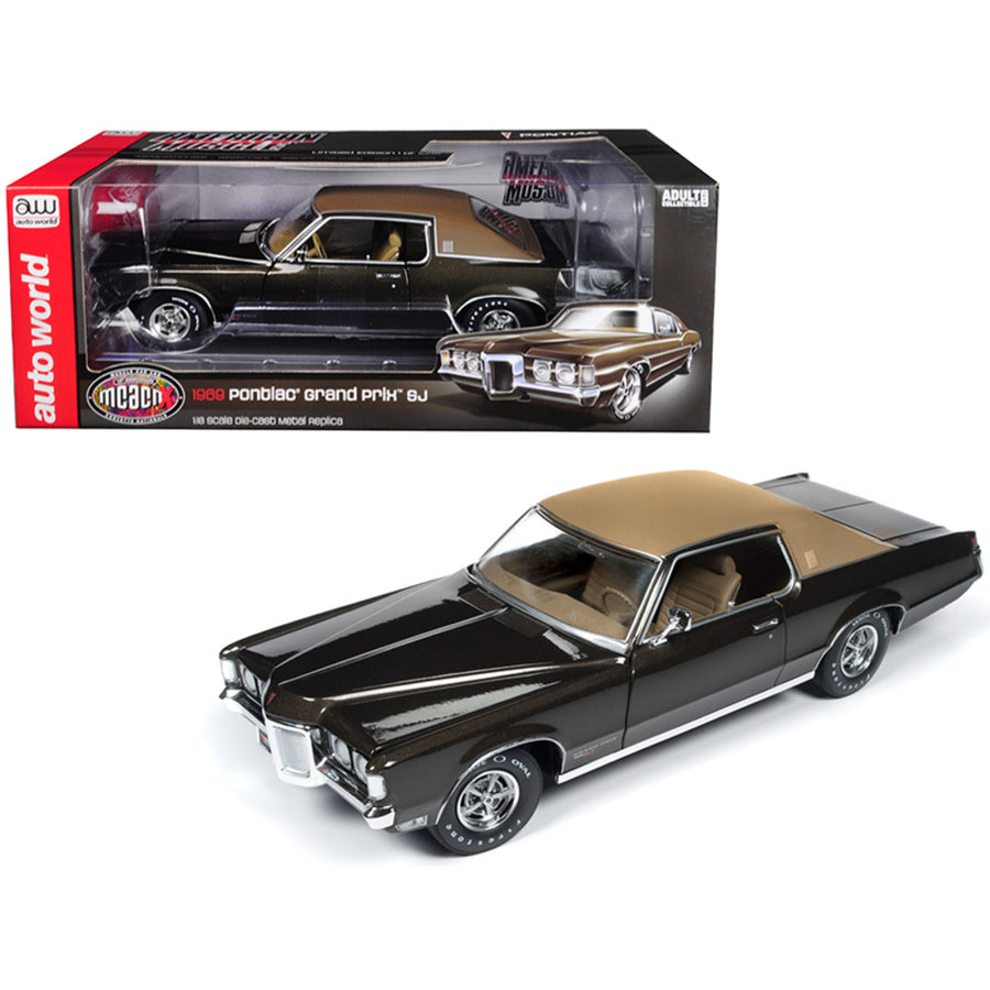 1969 Pontiac Grand Prix Sj Expresso Brown Metallic With Dark Brown Top Mcacn 10th Anniversary (muscle Car & Corvette Nationals) Limited Edition To 1,002 Pieces Worldwide 1/18 Diecast Mode Amm1175