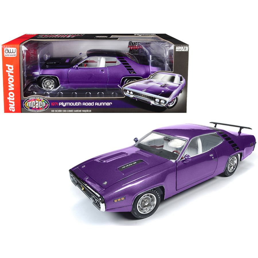 1971 Plymouth Road Runner 440+6 Hardtop In Violet Looney Tunes Muscle Car & Corvette Nationals (mcacn) Limited Edition To 1,002 Pieces Worldwide 1/18 Diecast Model Car By Autoworld Amm1182