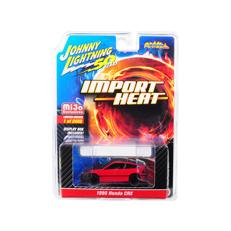 1990 Honda Crx Red With Black Hood And Top Street Freaks Johnny Lightning 50th Anniversary Limited Edition To 2,400 Pieces Worldwide 1/64 Diecast Model Car By Johnny Lightning Jlcp7200
