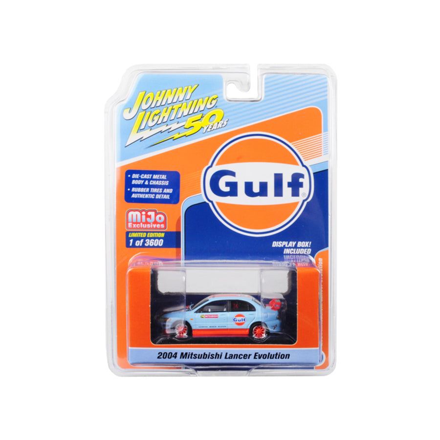 2004 Mitsubishi Lancer Evolution #74 Gulf Oil Johnny Lightning 50th Anniversary Limited Edition To 3,600 Pieces Worldwide 1/64 Diecast Model Car By Johnny Lightning Jlcp7203