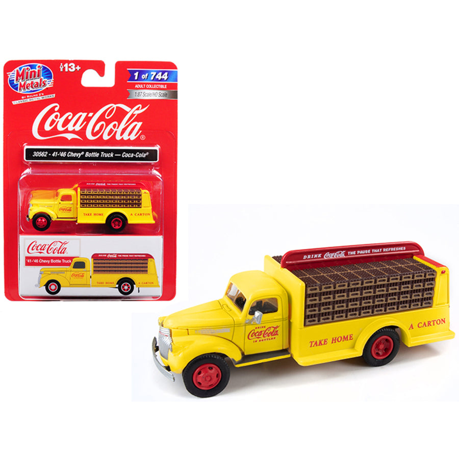 1941-1946 Chevrolet Delivery Bottle Truck Coca Cola Yellow 1/87 (ho) Scale Model By Classic Metal Works 30562
