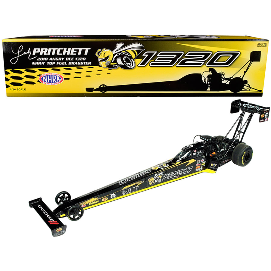 2018 Funny Car Nhra Leah Pritchett Tfd (top Fuel Dragster) Angry Bee 1320 1/24 Diecast Model Car By Autoworld Cp7552