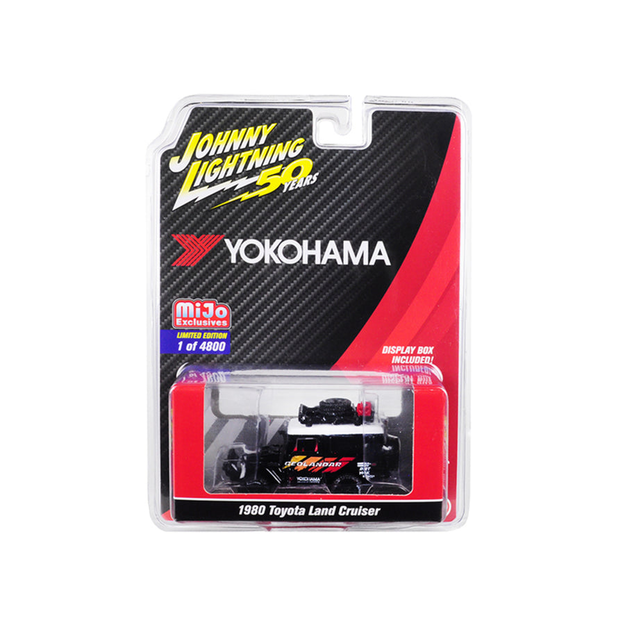 1980 Toyota Land Cruiser Black With Accessories Geolandar Yokohama Johnny Lightning 50th Anniversary Limited Edition To 4,800 Pieces Worldwide 1/64 Diecast Model Car By Johnny Lightni Jlcp7218