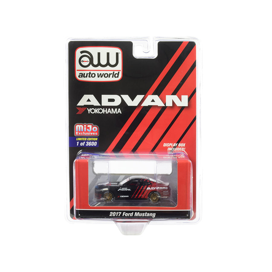 2017 Ford Mustang Advan Yokohama Red And Black Limited Edition To 3,600 Pieces Worldwide 1/64 Diecast Model Car By Autoworld Cp7584