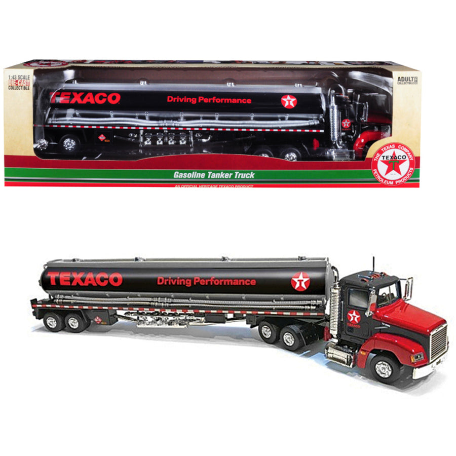 Texaco Gasoline Tanker Truck Driving Performance Black 1/43 Diecast Model By Autoworld Cp7595