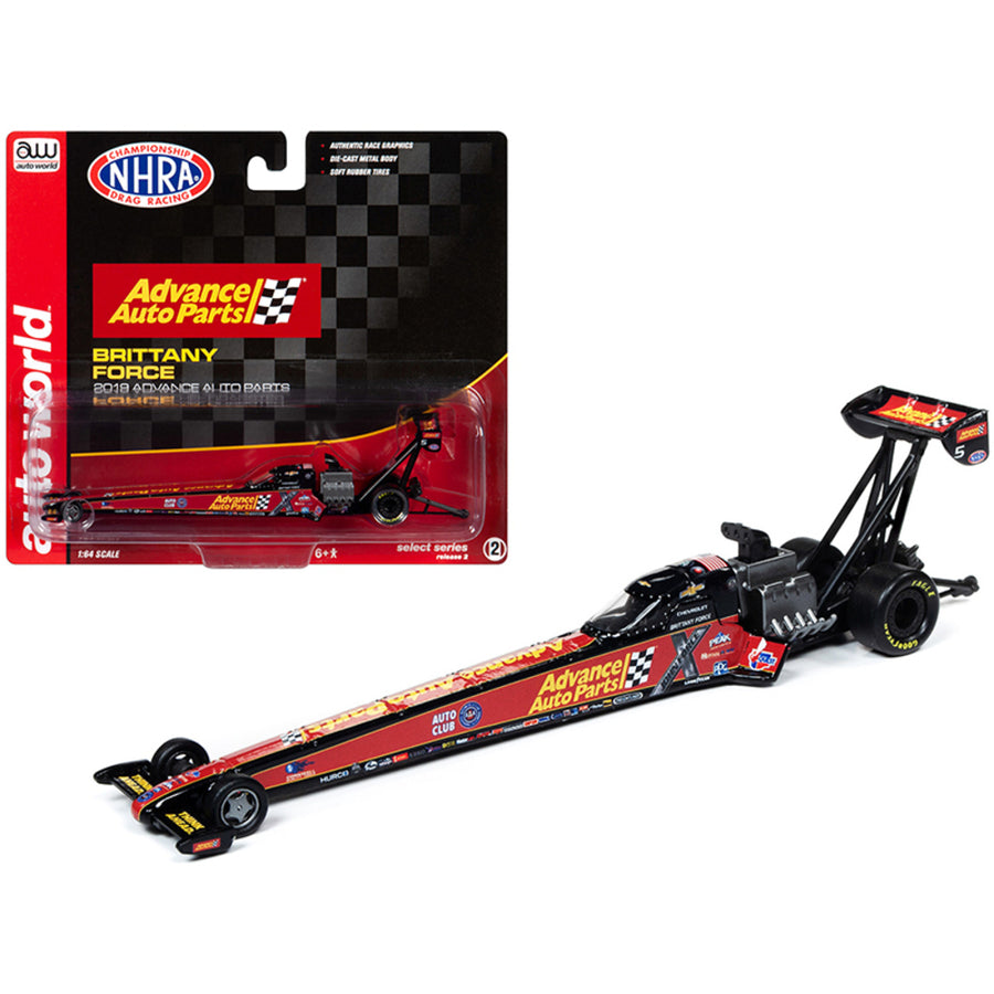 2019 Nhra Tfd (top Fuel Dragster) Brittany Force Advance Auto Parts 1/64 Diecast Model Car By Autoworld Aw64006-awsp025