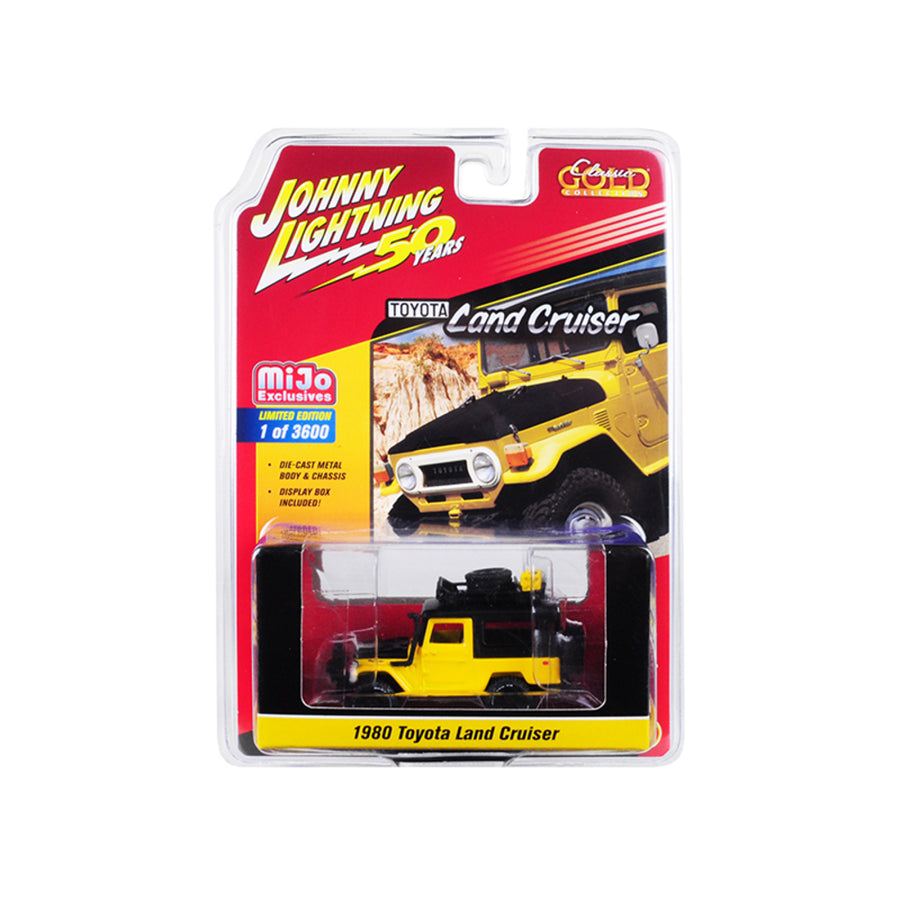 1980 Toyota Land Cruiser Yellow And Black With Accessories Johnny Lightning 50th Anniversary Limited Edition To 3,600 Pieces Worldwide 1/64 Diecast Model Car By Johnny Lightning Jlcp7284
