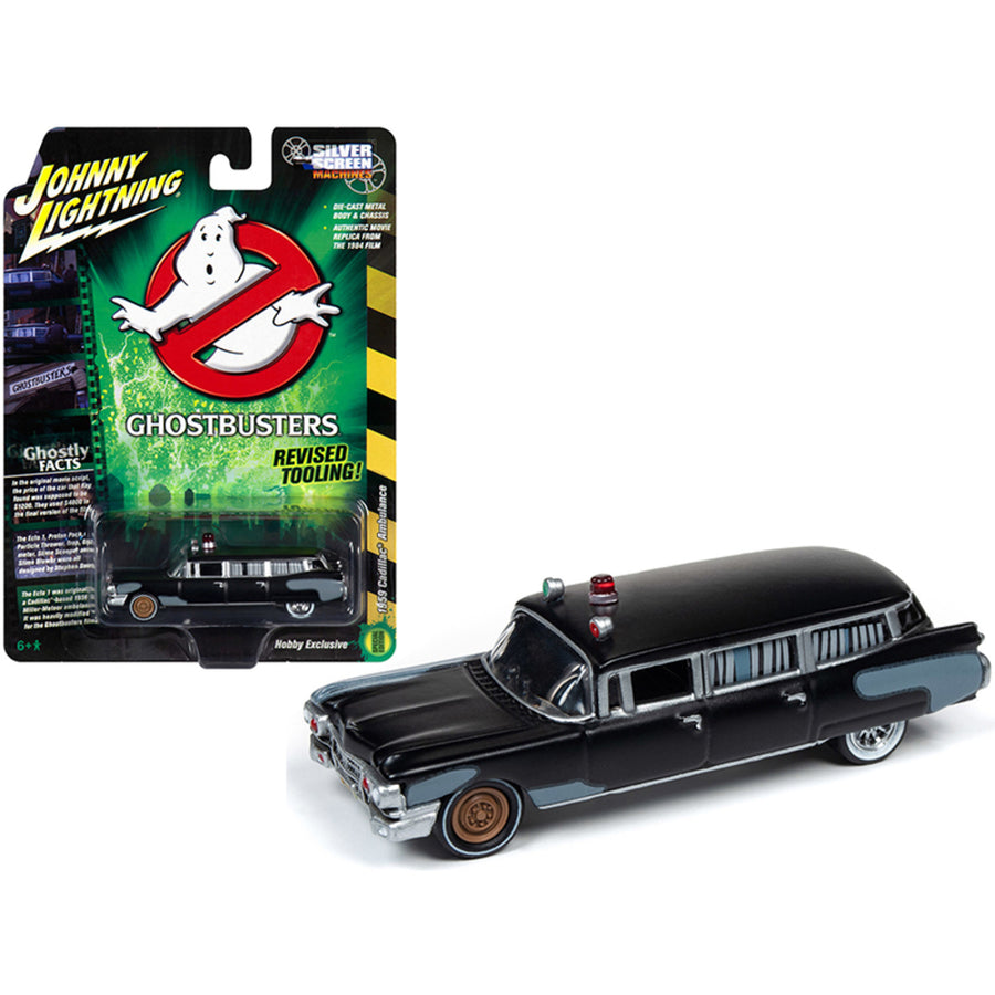 1959 Cadillac Eldorado Ambulance Black Ghostbusters (1984) Movie 1/64 Diecast Model Car By Johnny Lightning Jlss005