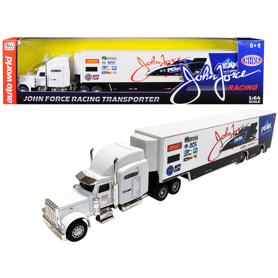 2019 Freightliner John Force Racing Transporter 1/64 Diecast Model By Autoworld Awsp028
