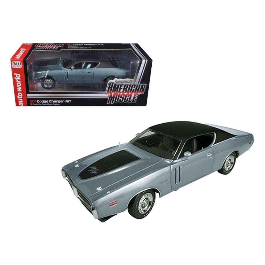 1971 Dodge Charger R/t Hemi (ga4) Gunmetal Grey Limited To 1250pc 1/18 Diecast Model Car By Autoworld Amm974