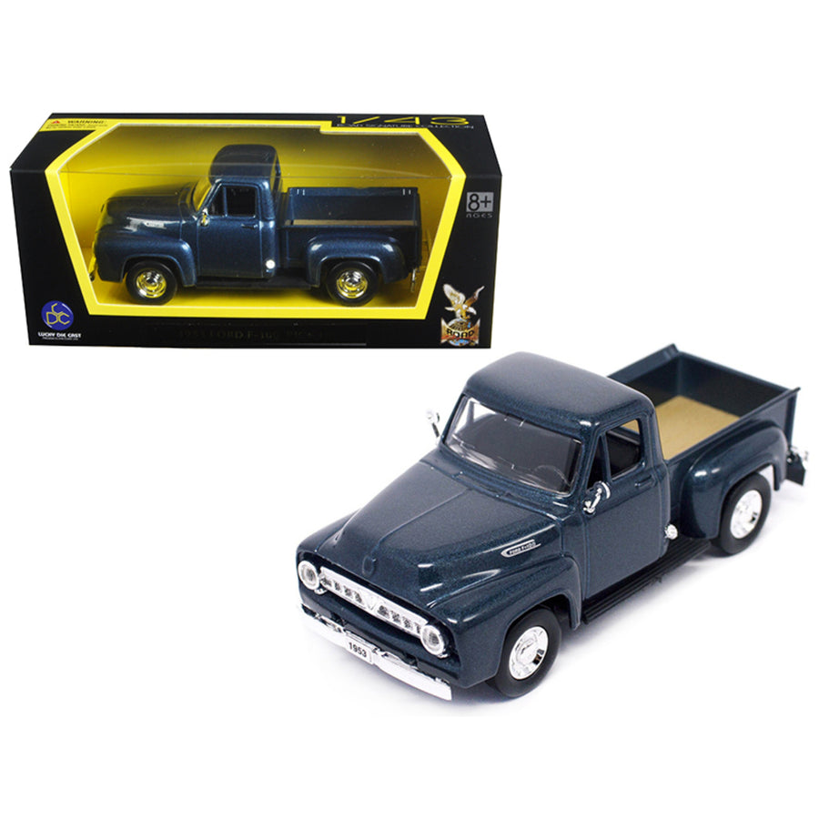 1953 Ford F-100 Pick Up Truck Dark Blue 1/43 Diecast Car Model By Road Signature 94204-dk.bl